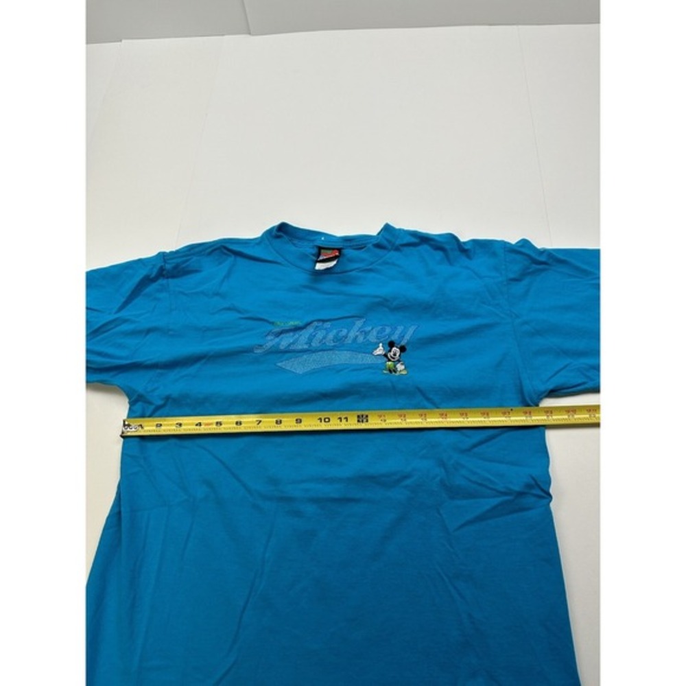 Vintage‎ 90s Disney Mickey Mouse T-Shirt Blue Large Embroidered Logo - Picture 5 of 6